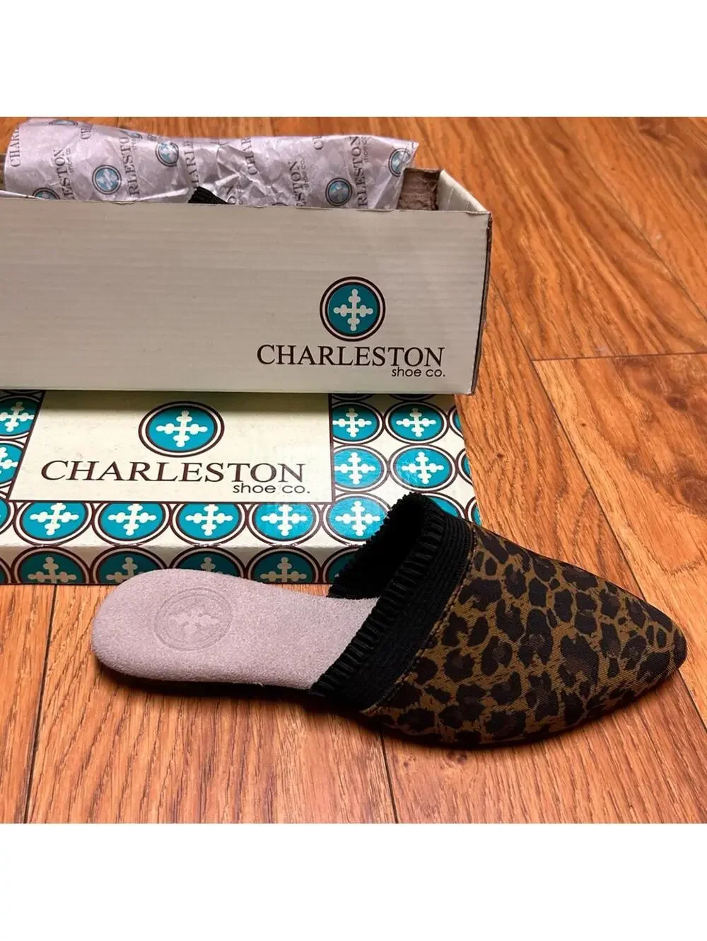 Charleston Shoe Company Leopard Print Slide Mule “Blakely” | Size 6 EU 37 NEW